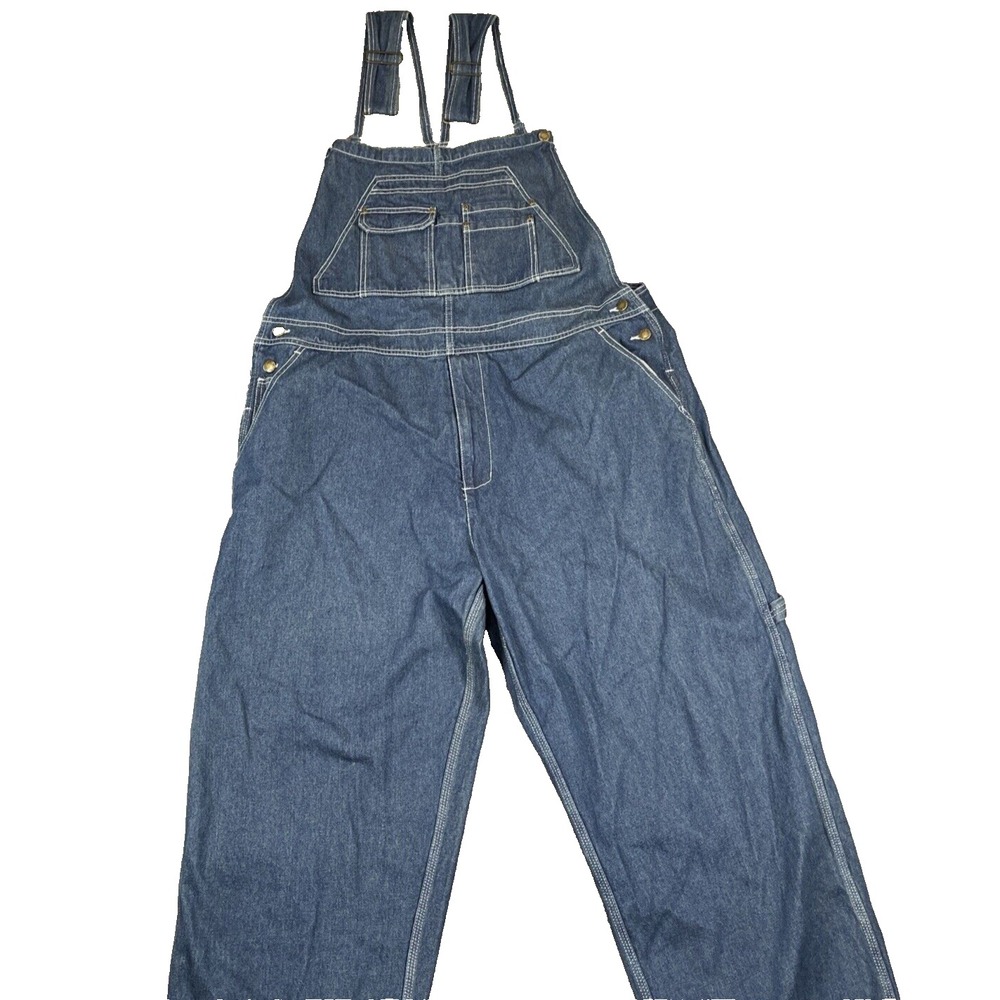 Brazos Bib Overalls Men XL 36 Blue Denim Carpenter Farmer Ranchwear Workwear